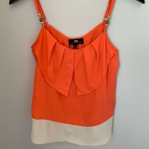 Orange & cream color block adjustable tank size S